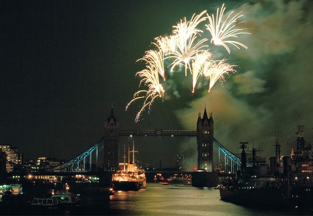 Britannia on the Thames during the 50th anniversary celebrations of Victory over Japan Day in August 1995