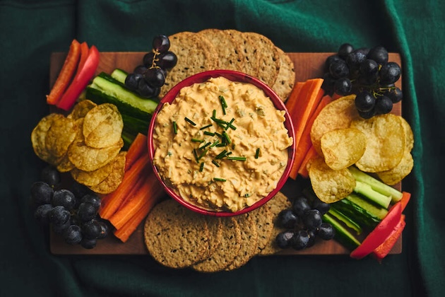 devilled egg dip with crudites