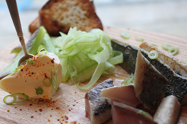 Michel Roux Jr's Mackerel cucumber and paprika tzatziki recipe