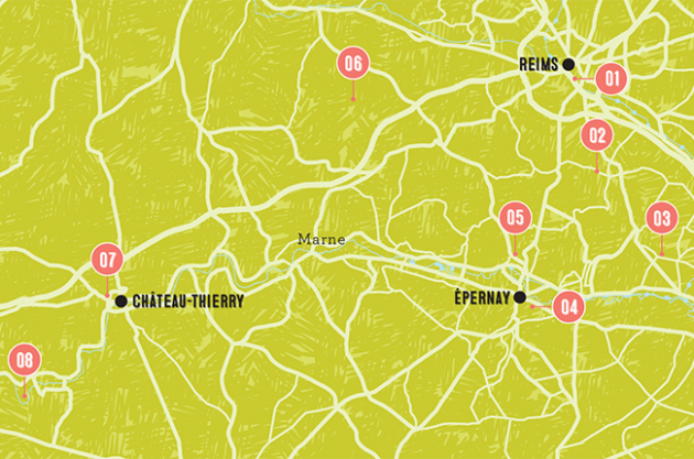 Champagne housees, Champagne map