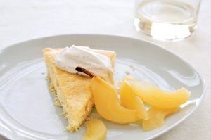 Buttermilk Cake with Riesling-Poached Pears