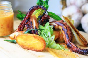 Roasted Octopus Salad with Chili Mayonnaise