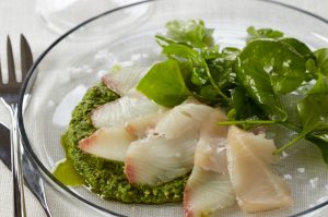 Red Snapper Crudo with Watercress Pesto