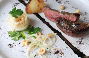 Pigeon, Celeriac spaghetti