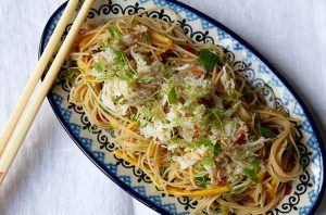 Crab salad and wine