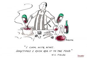 Cooking with wine cartoon