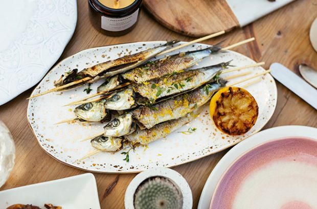 barbecue sardines, wine match