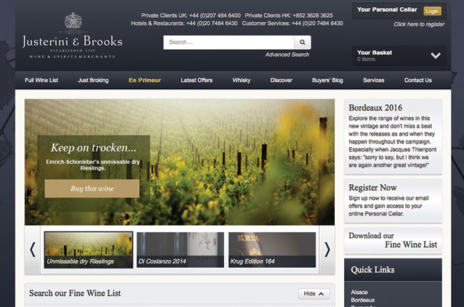 Justerini & Brooks website