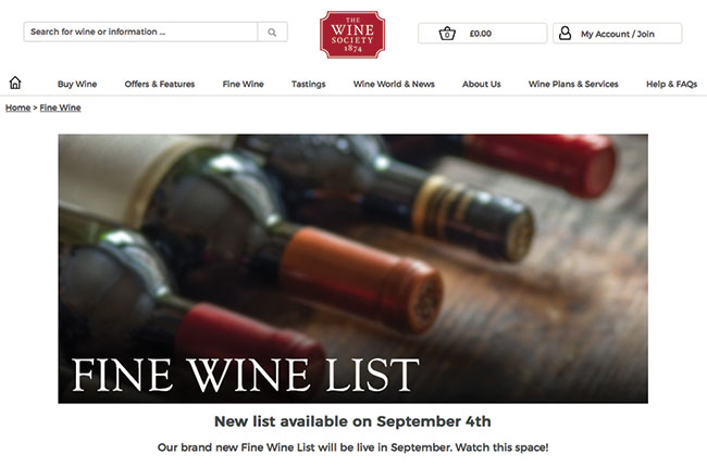 Wine Society website