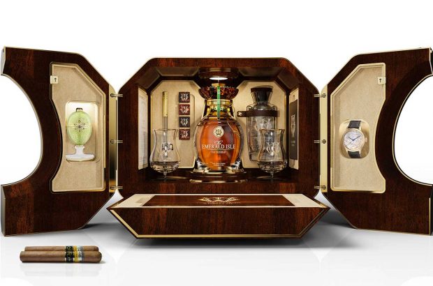 Irish whiskey and Fabergé collaboration: The Emerald Isle Collection case.