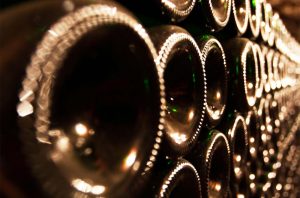 Bottles of wine in a cellar