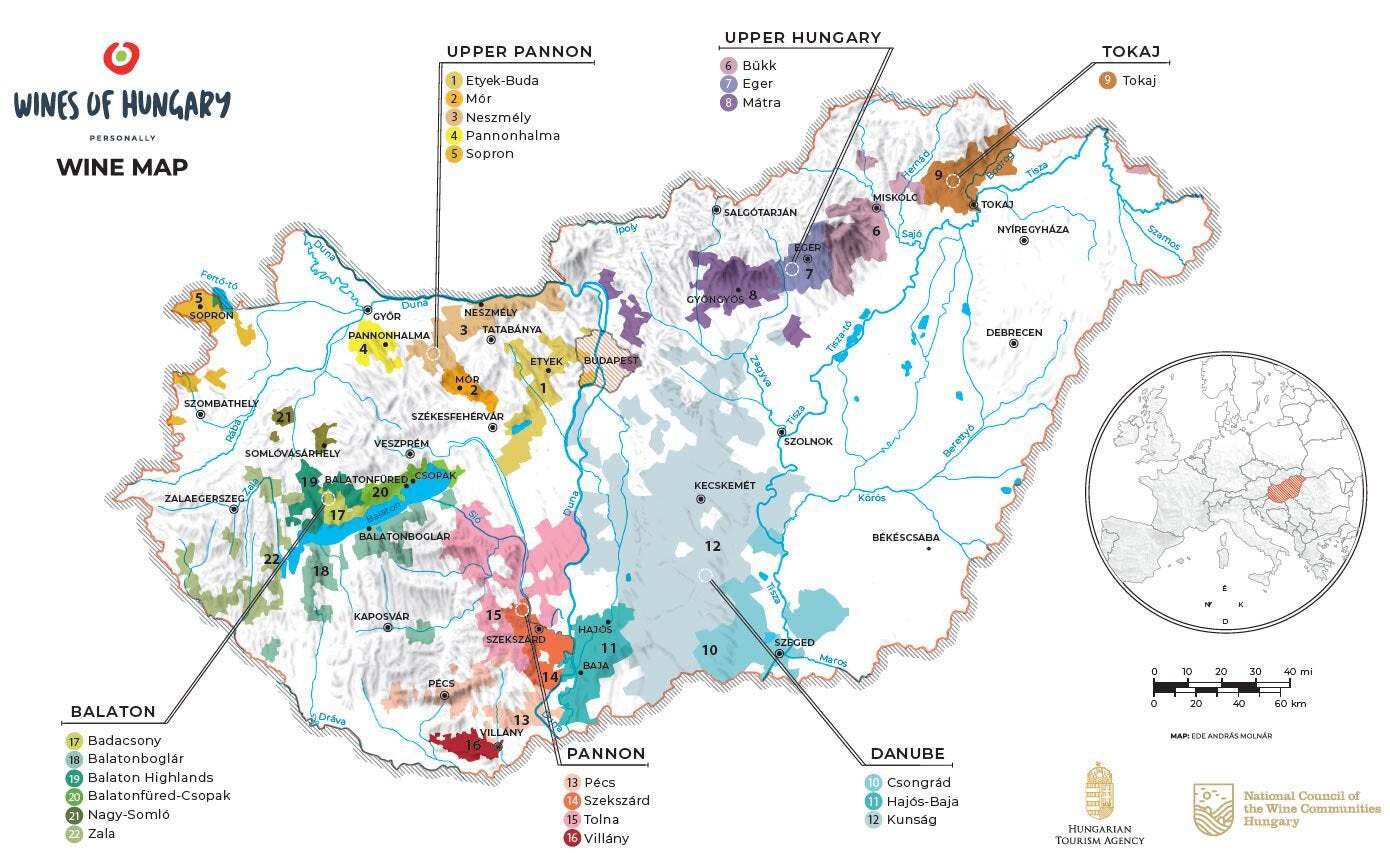 Map of Hungary wine regions