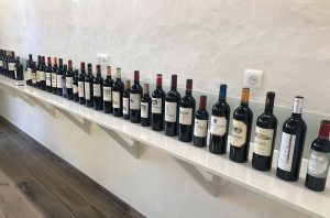 Bottles of wine at a Bordeaux en primeur tasting
