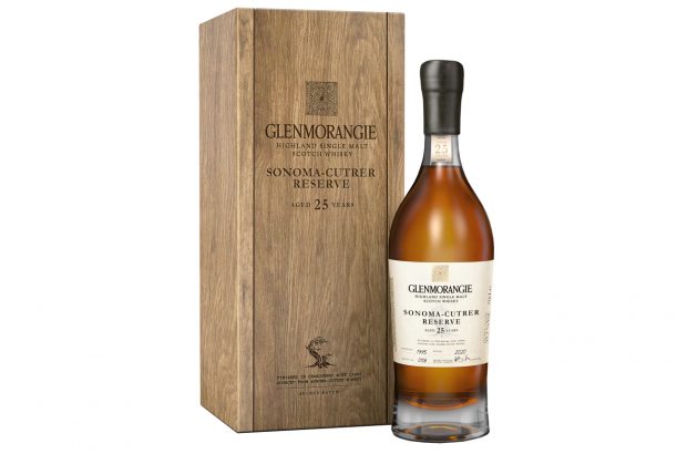 A bottle of Glenmorangie Sonoma-Cutrer Reserve with a presentation wooden box