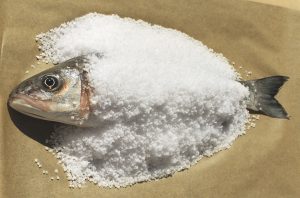 Sea bass baked salt