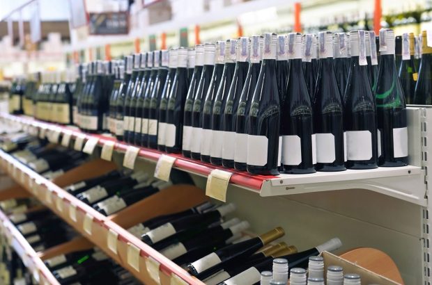Bottles of wine in a shop