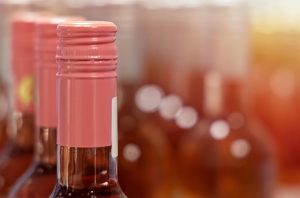 Bottles of rose wine