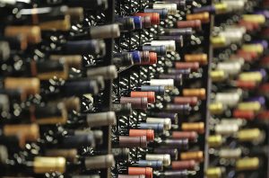 Bottles of wine in a rack