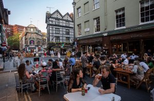 Dining outside Soho restaurants