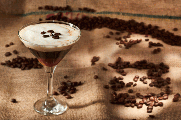 Espresso Martini and coffee beans