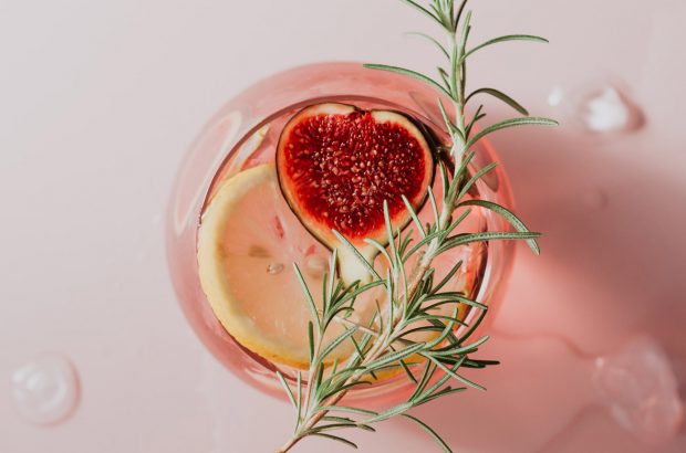 Cocktail with poemgranate and rosemary