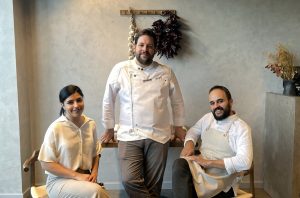 Three chefs in a restaurant