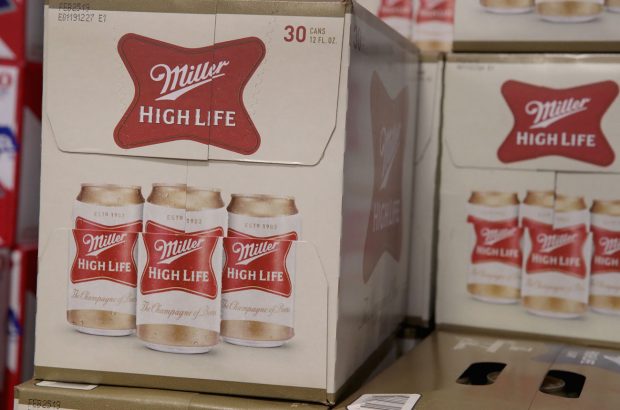Miller High Life cans in boxes