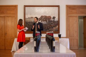 Talking to Edouard Moueix at the Jean-Pierre Moueix tasting in Libourne