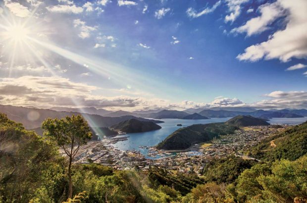 Picton town and its sheltered harbour for the Cook Strait ferry, Marlborough