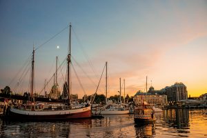 Ships in the harbour in downtown Victoria