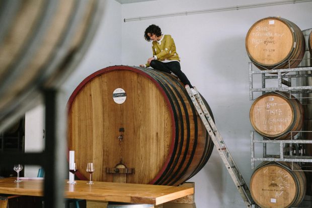 Momento Wines Marelise Niemann in her barrel room