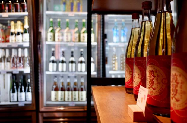 Bottles of sake at Sake Collective in London