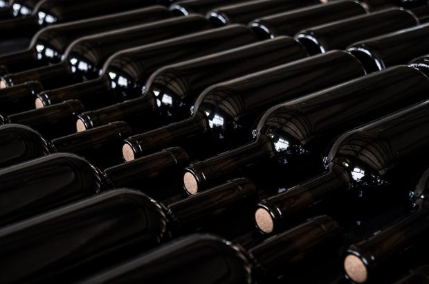 wine bottles racked