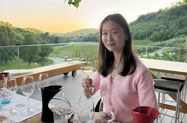 Sylvia Wu at the Kozlović winery tasting its Malvasia Istriana