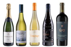 Five bottles of wine from Aldi