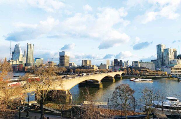 The view from the Gonzalez Byass tasting, southeast over Waterloo bridge