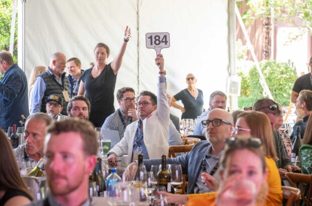 Image of auction goers at the Sonoma County Barrel Auction.