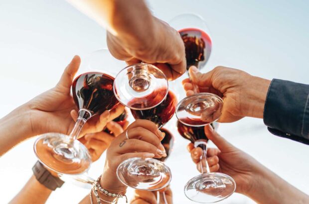 a group of wine glasses