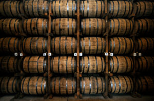 Wooden Whiskey Barrels in Lynchburg, Tennessee, USA