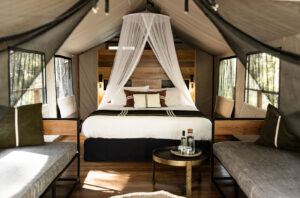 Deluxe tent at Paperbark Camp, Kangaroo Valley, Australia