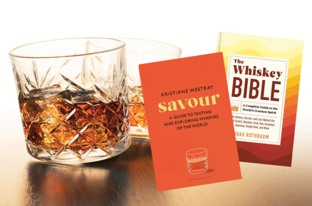 Image of two whisky glasses with two book covers