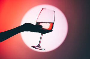 wine glass in the spotlight