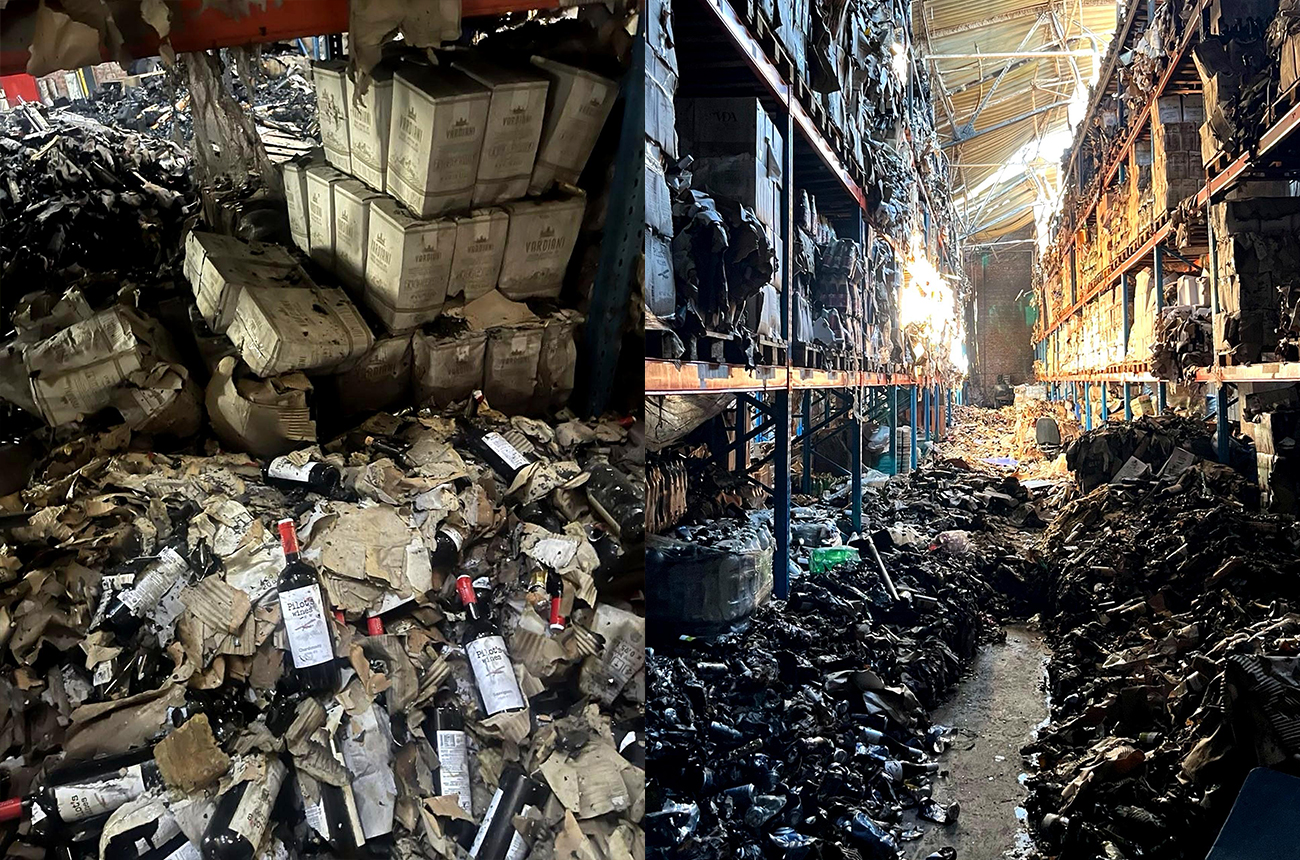 Damage to Pilot’s Wines’ Kyiv warehouse following a Russian air strike.