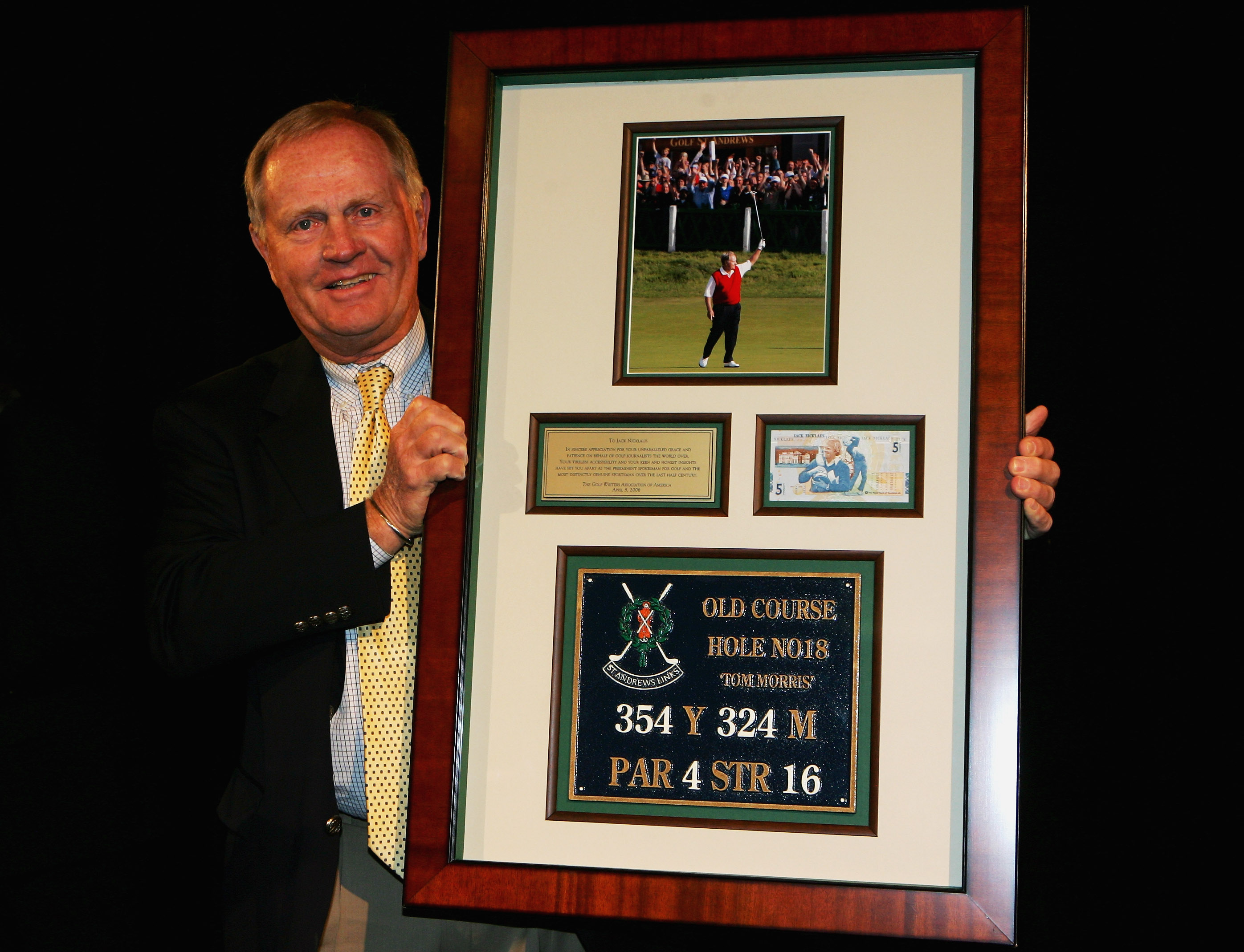 Jack Nicklaus has not been short of awards over the years, this one from the Golf Writers of America