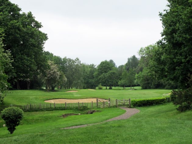 An unusual drive at the penultimate hole - played over the approach to the greenkeeping compound