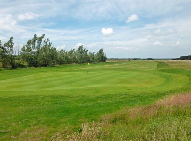 The long 3rd has an undulating fairway and a ditch lining the right
