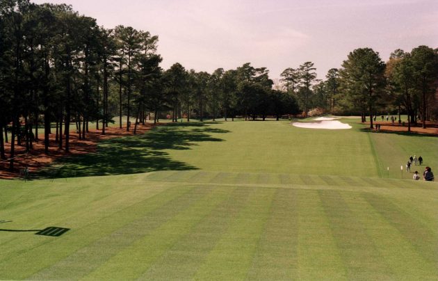The First Hole of the course during the 1996 Masters golf tournament at the Augusta National Golf Club