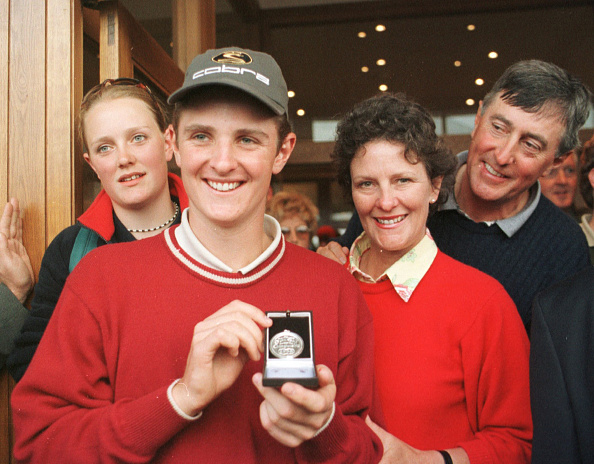 Justin Rose holding his Silver Medal with his family following the 1998 Open Championship where he finished in a tie for fourth.