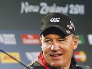 Japan coach John Kirwan attends a news conference after their Captain's run in Hamilton