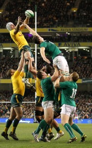 Under pressure: Australia win a lineout
